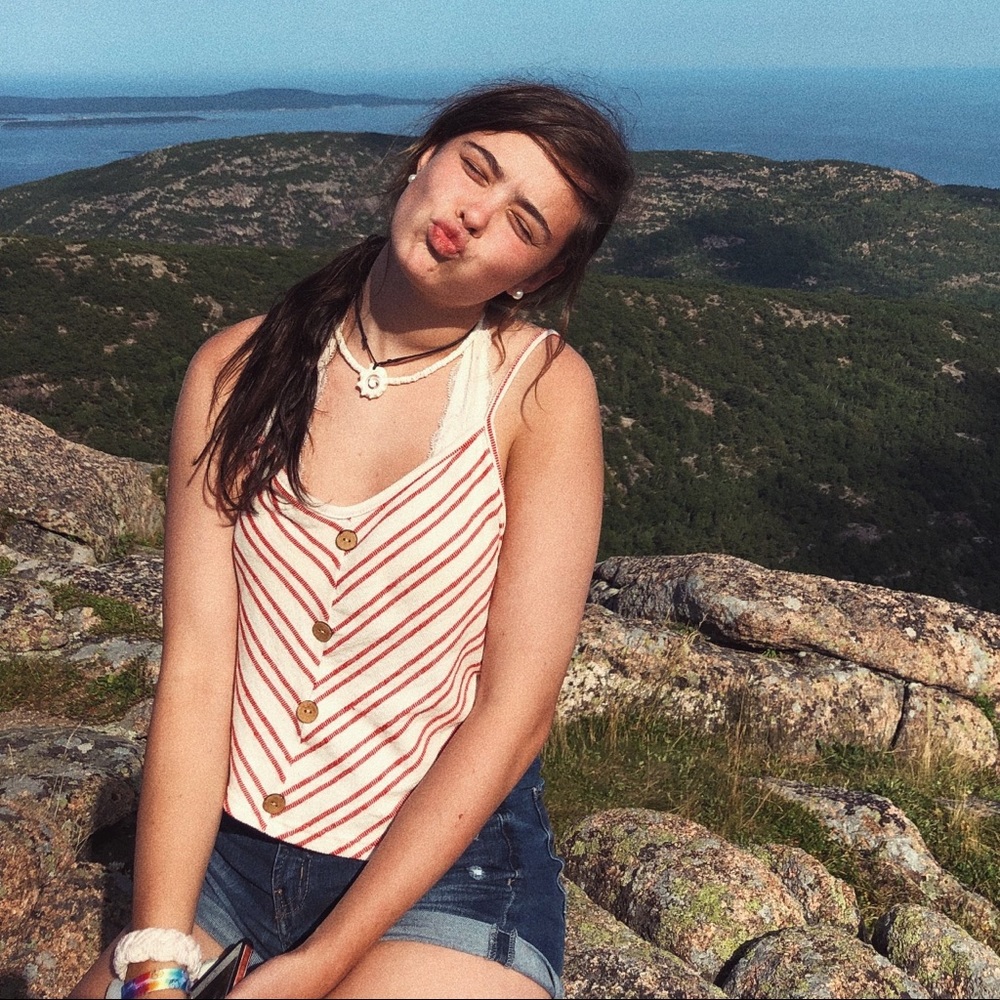 red n white striped tank top